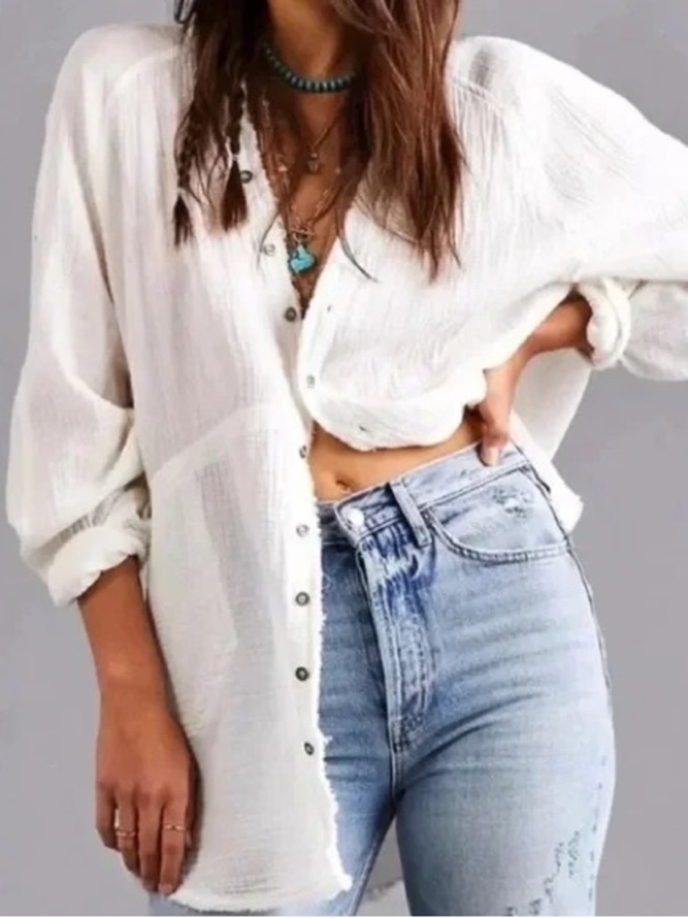 Free People Summer Daydream Button Down Top - Picture 3 of 8